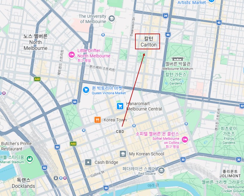 칼튼 멜버른 Lygon Street 거리 풍경