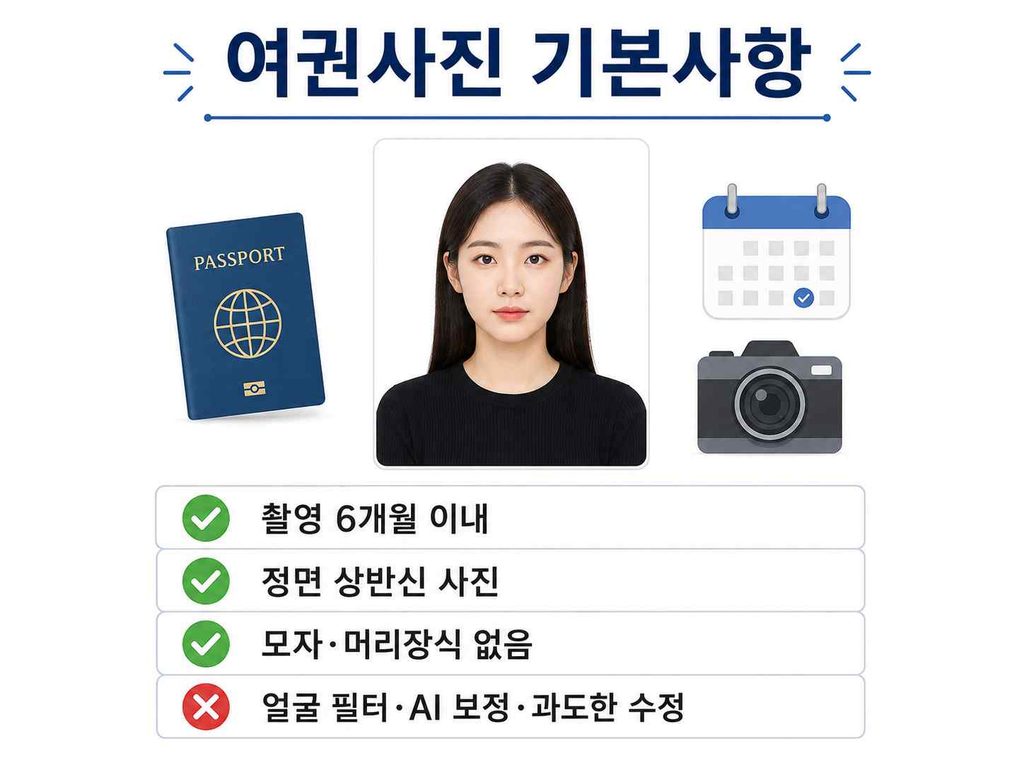 한국 여권사진 규격 기본사항 6개월 이내 촬영