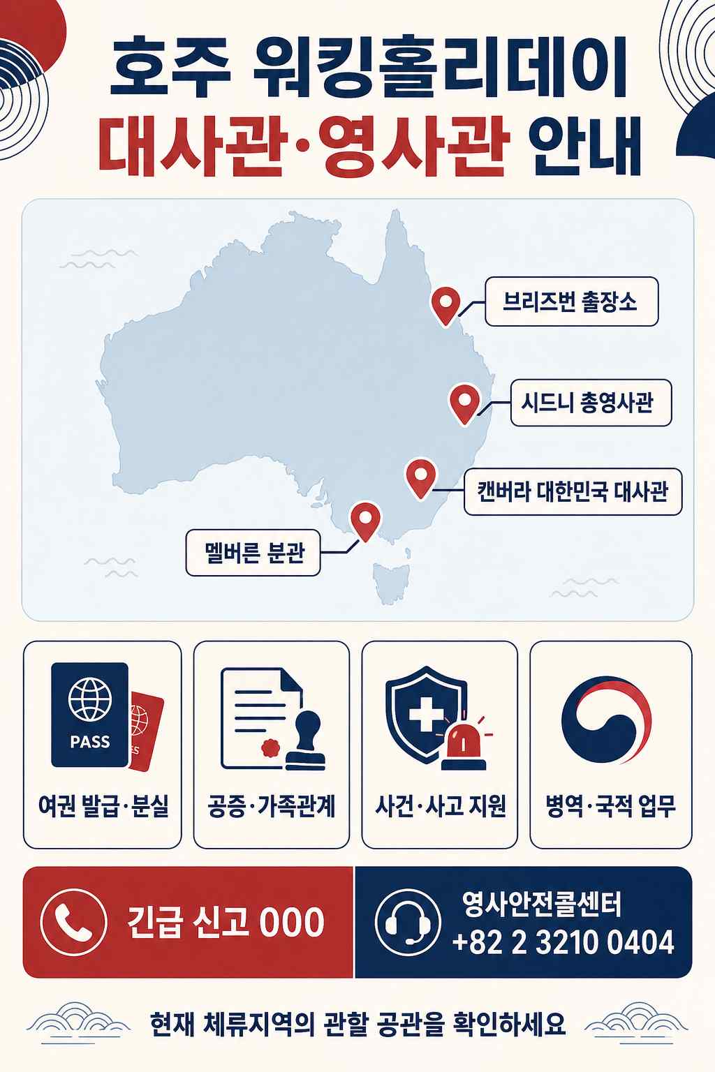 호주 워킹홀리데이 중 대사관이나 영사관에서 어떤 도움을 받을 수 있을까?